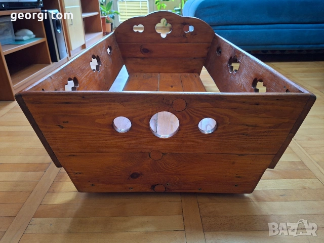 Бебешка дървена люлка за градина, ретро стил., снимка 4 - Градински мебели, декорация  - 54282064