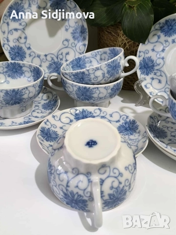 Руски порцелан ЛФЗ двоен сет за чай , снимка 3 - Чаши - 51854494