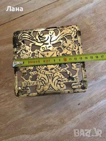 Антична месингова стойка с кралски британски герб, 19-ти век, снимка 4 - Декорация за дома - 50435236