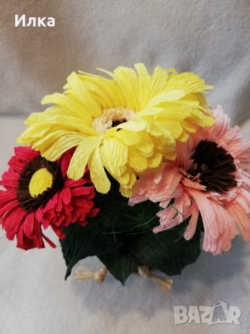 Изработвам цветя от креп хартия. , снимка 7 - Декорация за дома - 21557737