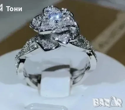 Сребърна Роза Дамски Пръстен Нов, снимка 2 - Пръстени - 50692490