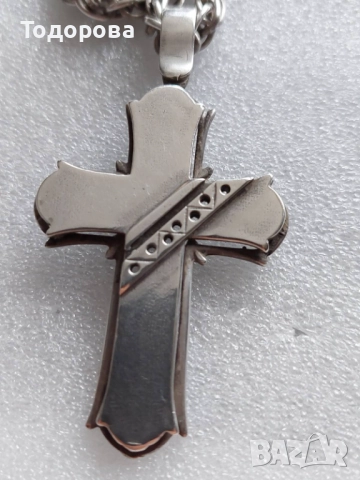 Сребърен кръст със сребърен ланец, ръчна авторска работа-сребро 925/4 евро за грам/, снимка 15 - Колиета, медальони, синджири - 52497805