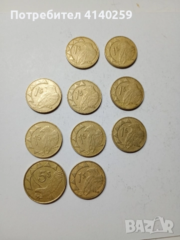 Намибия монети 5 долара 2012 г 1 долар 2010 г , снимка 1