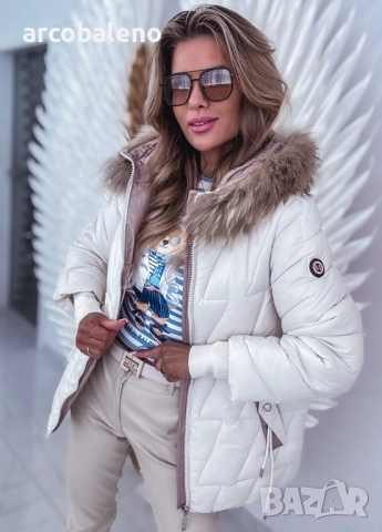 Дамско ватирано яке с лисича кожа, 2цвята , снимка 15 - Якета - 52155165