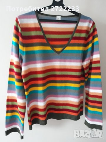 Пъстър дамски пуловер , снимка 1 - Блузи с дълъг ръкав и пуловери - 30149981