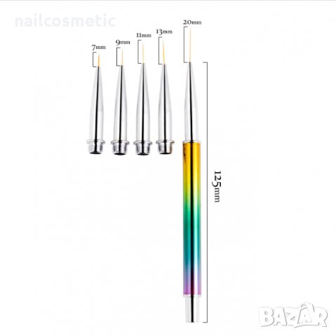 5 в 1 Професионални четки за линии и детайли, снимка 2 - Продукти за маникюр - 30603262