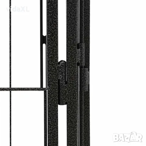 vidaXL Заграждение за куче черно 8 панела 100x50 см прахово боядисано, снимка 4 - За кучета - 56146630