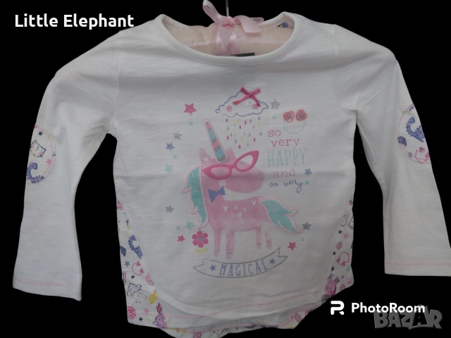 Блузка с дълъг ръкав за 2-3 год мом,еднорог,"So very happy and so very magical",Англия/нова