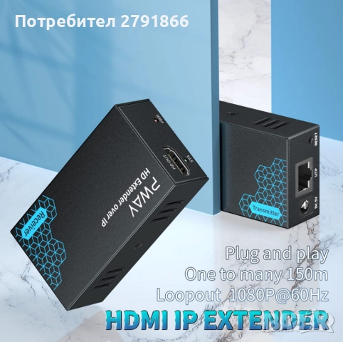 PWAY PW-DT243 HDMI удължител през IP 150 м, снимка 2 - Суичове - 51804261