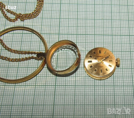 Дамски механичен часовник Чайка, за врат, колие, позлатен, снимка 9 - Антикварни и старинни предмети - 52952611