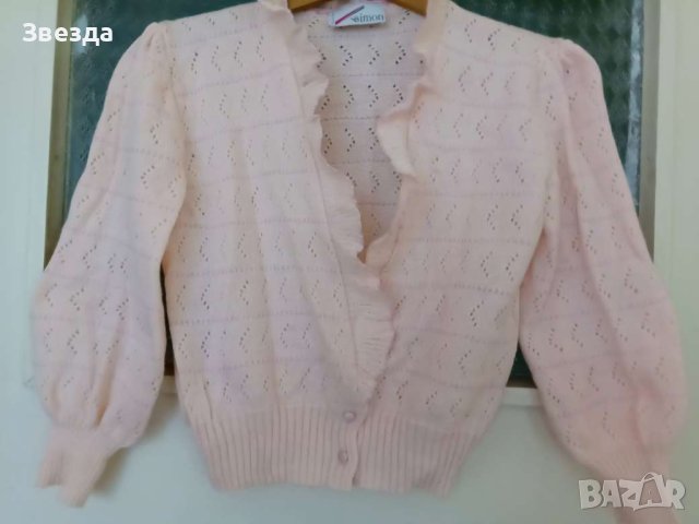 Дамска жилетка - розова, плетена