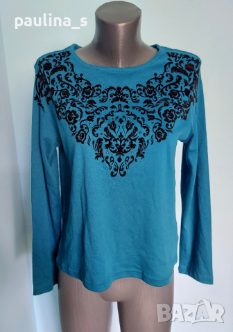 Памучна блуза с дълъг ръкав и декорации "Tradition" ® / голям размер , снимка 2 - Блузи с дълъг ръкав и пуловери - 36557376