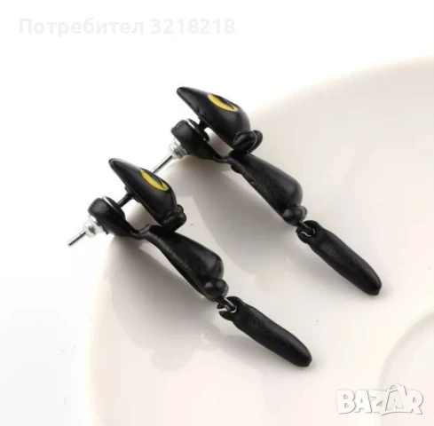 Обеци котета, два модела с жълти и с бели очи, снимка 3 - Обеци - 50488053