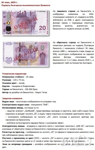 възпоменателна (юбилейна) българска банкнота с номинал 20 лева, 