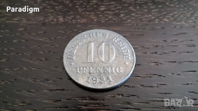 Райх монета - Германия - 10 пфенига | 1921г., снимка 2 - Нумизматика и бонистика - 29312386