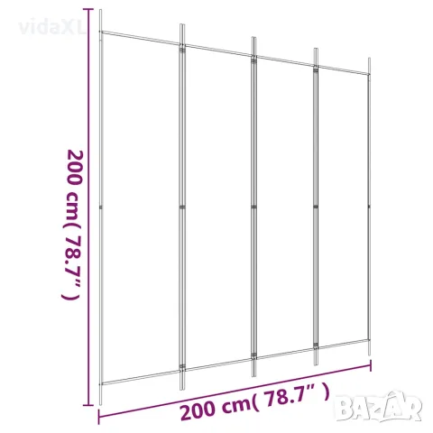 vidaXL Параван за стая, 4 панела, черен, 200x200 cм, плат, снимка 8 - Паравани - 56147175