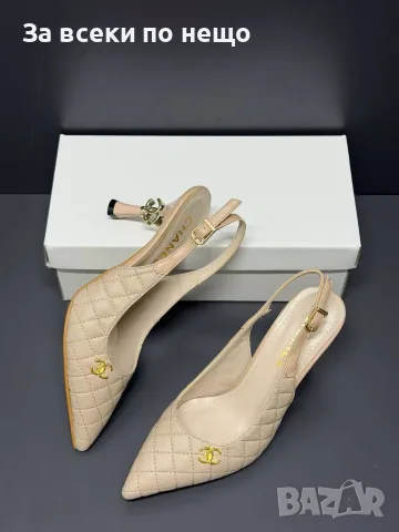 Chanel Елегантни Дамски Обувки С Капитонирана Кожа И Златно Лого На Токчето Код SEM-398, снимка 7 - Дамски обувки на ток - 55867540