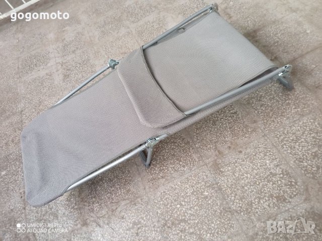 Олекотен шезлонг, сгъваемо легло, туристическо за плаж и градина сив, снимка 4 - Къмпинг мебели - 37622419