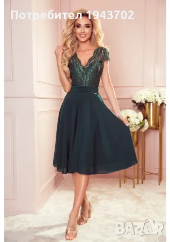 Елегантна рокля от шифон в зелен цвят 381-2 Numoco, снимка 3 - Рокли - 47721488