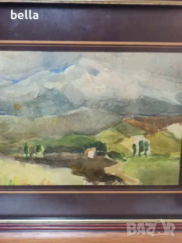 Стар рамкиран авторски акварел подписан Тодор Димитров  63 г, снимка 3 - Антикварни и старинни предмети - 49646535