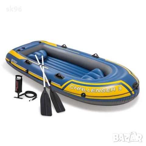 Триместна надуваема лодка Challenger 3 – 2.95×1.37×0.43м – Intex , снимка 2 - Водни спортове - 51279141