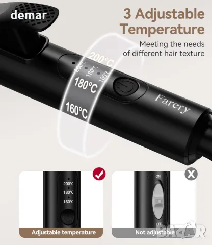 Мини маша за коса с двойно напрежение, 25 мм с 3 регулируеми температури, снимка 4 - Маши за коса - 50021475