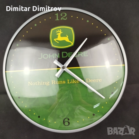 Ретро стенен часовник John Deere Nostalgic-Art 31 см, снимка 2 - Стенни часовници - 55833929
