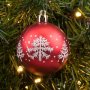 6 броя Комплект Червени коледни топки с елха, 6см, снимка 2