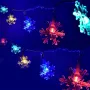 5463 Многоцветни соларни лампички Снежинки, 20 светодиода, снимка 5
