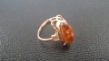 Руски-СССР златен пръстен с кехлибар, снимка 2