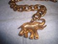 ПОЗЛАТЕНА ВИНТИДЖ АРТ ГРИВНА ЗДРАВА КЛАСИЧЕСКА ПЛЕТКА с ФИГУРАЛНА ВИСУЛКА СЛОНЧЕ 27938, снимка 3