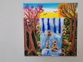 Красива авторска картина - акрил, канава, пейзаж водопад 40 х 40 см, снимка 1 - Други - 30561195