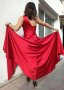 Официална сатенена червена рокля, снимка 5