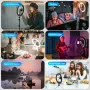 12" RGB LED Ринг лампа с двоен статив (четворно разклонен и мини настолен) и дистанционно, снимка 7