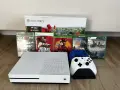Xbox One S 1TB + 2 контролера + 5 игри + зарядна станция + кутия, снимка 1