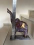 Дървена статуетка слон със седеф и месинг, снимка 3