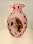 Ръчно изработена стъклена ваза в розово, снимка 2