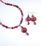 Прекрасен комплект бижута обеци и колие с червени Корали, кристали и ръчно изработени Мурано мъниста, снимка 13
