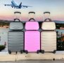 пътнически куфар+авио чанта лек здрав 100%ABS 54/39/20 4ри колела 360°, снимка 1