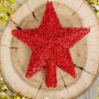 3193 Връх за елха червена звезда с пухкав блясък, снимка 2