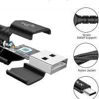  JSAUX USB - USB Type C кабел бързо  за зареждане и данни, найлонова оплетка, снимка 3 - USB кабели - 33734697