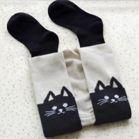 Детски памучен чорапогащник с котка, снимка 5 - Детско бельо и бански  - 34874579