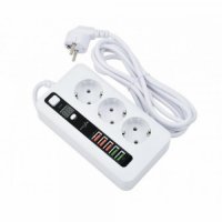 Разклонител 3 гнезда и 5 USB порта + FastCharge с ключ Digital One SP00535 bkl-04 - 2м  24ч таймер 2, снимка 1 - Други стоки за дома - 38837803