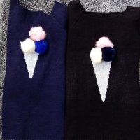 Пуловер сладолед със естествен пух в черен цвят , снимка 2 - Блузи с дълъг ръкав и пуловери - 26604988