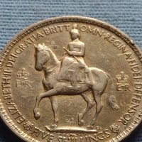 Монета 5 шилинга 1953г. Великобритания Коронацията на Елизабет втора 40426, снимка 6 - Нумизматика и бонистика - 42711890