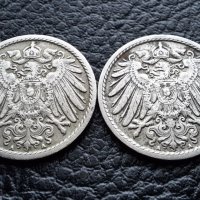 Стара монета 5 пфенига 1910 г.  буква  А , 2 броя- Германия- хит цена !, снимка 1 - Нумизматика и бонистика - 39779332