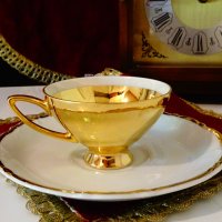 Чаша с чиния баварски порцелан 24 k Gold. , снимка 3 - Чаши - 42310243