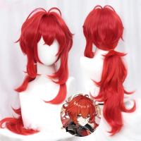 Аниме червена перука Diluc, снимка 11 - Аксесоари за коса - 44667070