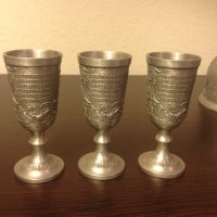 Старинни немски калаени предмети кана чаши чаша серия "Lindenwirthin", снимка 14 - Колекции - 44280240