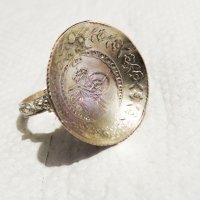 мъжки сребърен пръстен, Стар османски сребърен пръстен с голяма, тугра, тура, турски пръстен, снимка 1 - Пръстени - 35136798